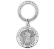 Stainless Steel Saint Christopher Religious Engravable Keychain