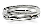 14K White Gold Double Milgrain Wedding Bands